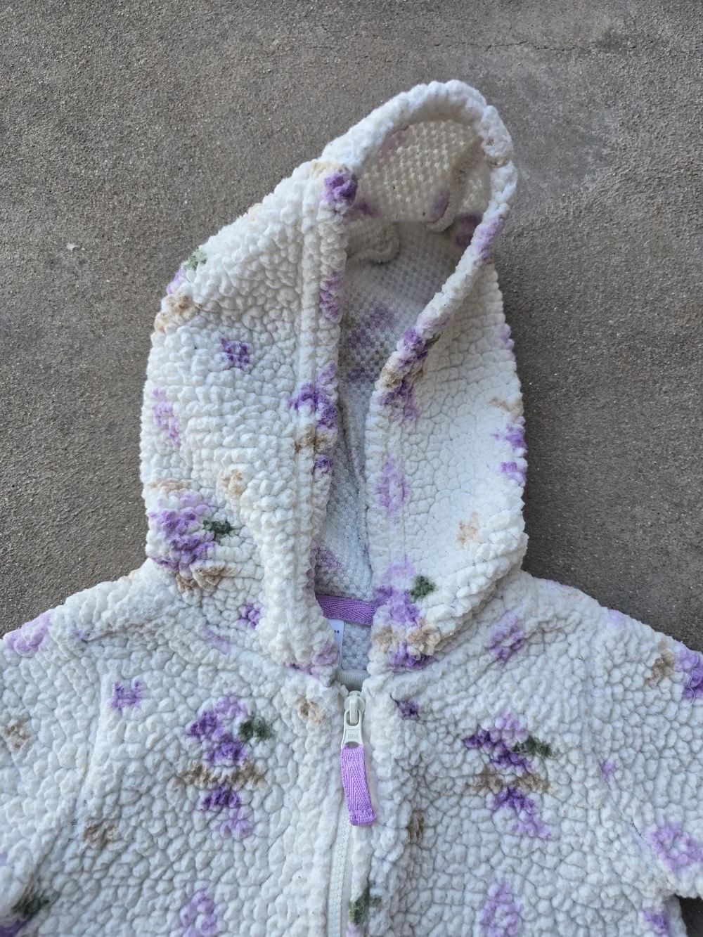 Carter's Girl's White Hooded Fleece One-Piece with Purple Floral Print Size 24M